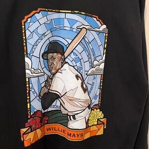Willie Mays Black Pullover Crewneck Sweatshirt San Francisco Giants MLB Women M